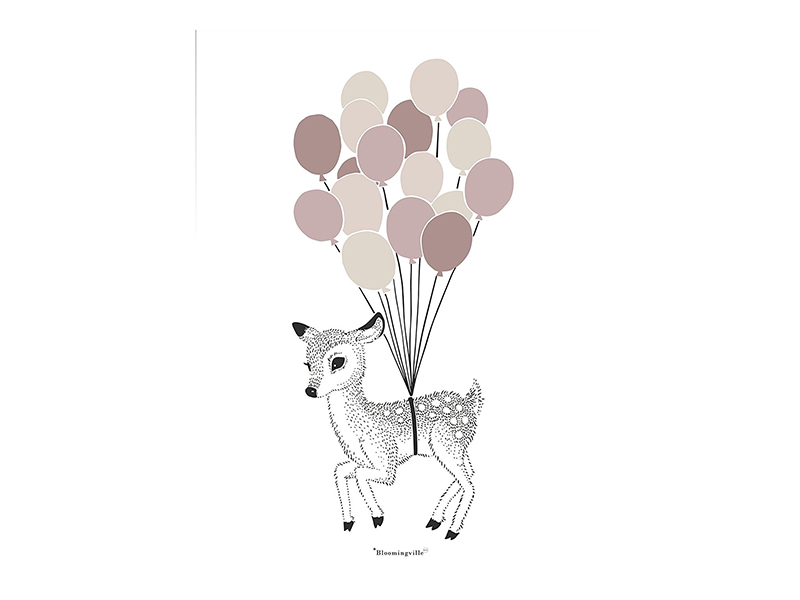 Bloomingville Kinderposter 40 x 30 cm mit Ballons und Reh rosa Bloomingville Kinderposter 40 x 30 cm mit Ballons und Reh rosa