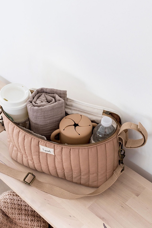 3 Sprouts Kinderwagentasche Kinderwagenorganizer gesteppt Clay