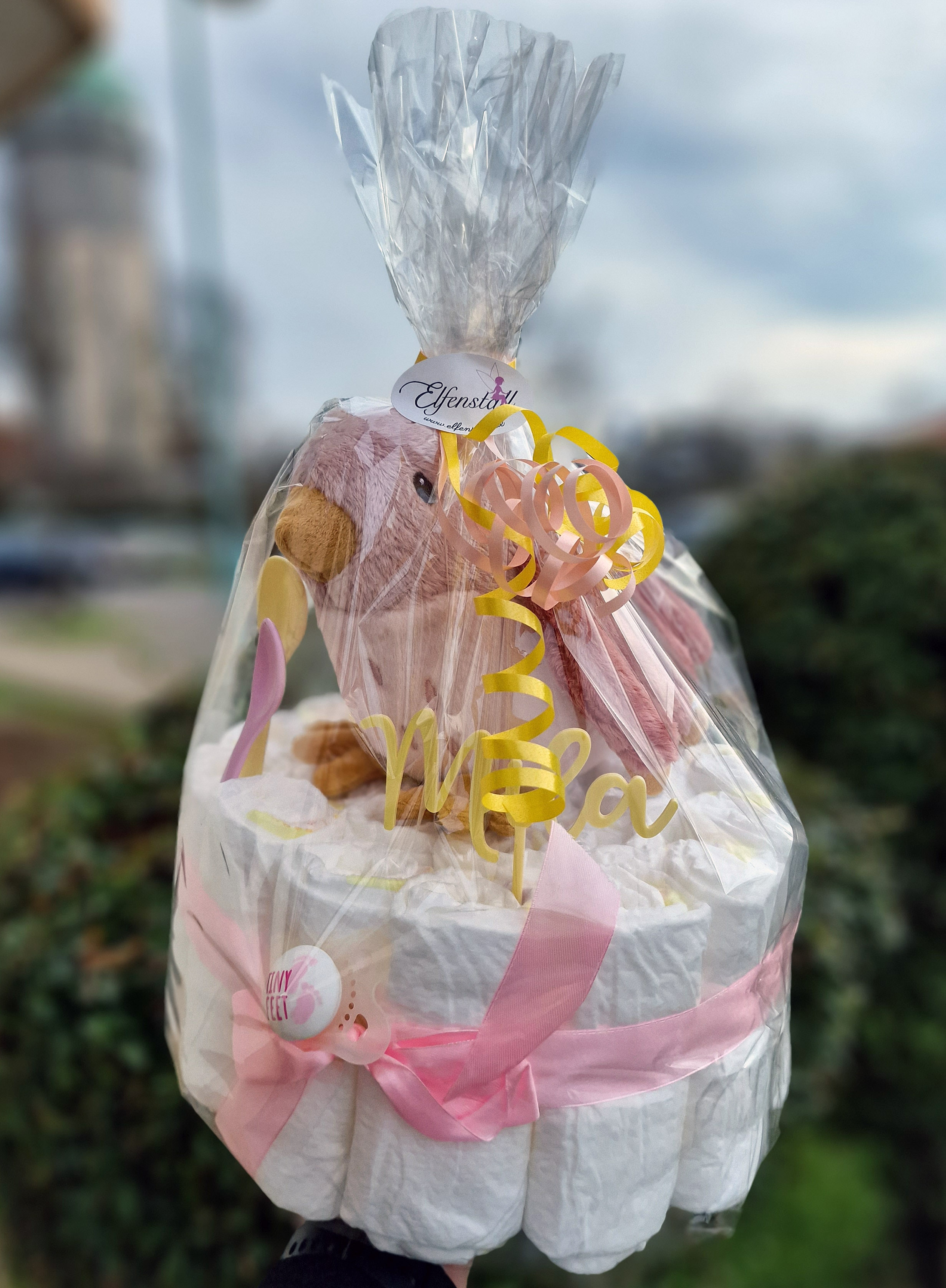 Elfenstall Windeltorte Pamperstorte Little Dutch Vogel pink Elfenstall Windeltorte Pamperstorte Little Dutch Vogel pink