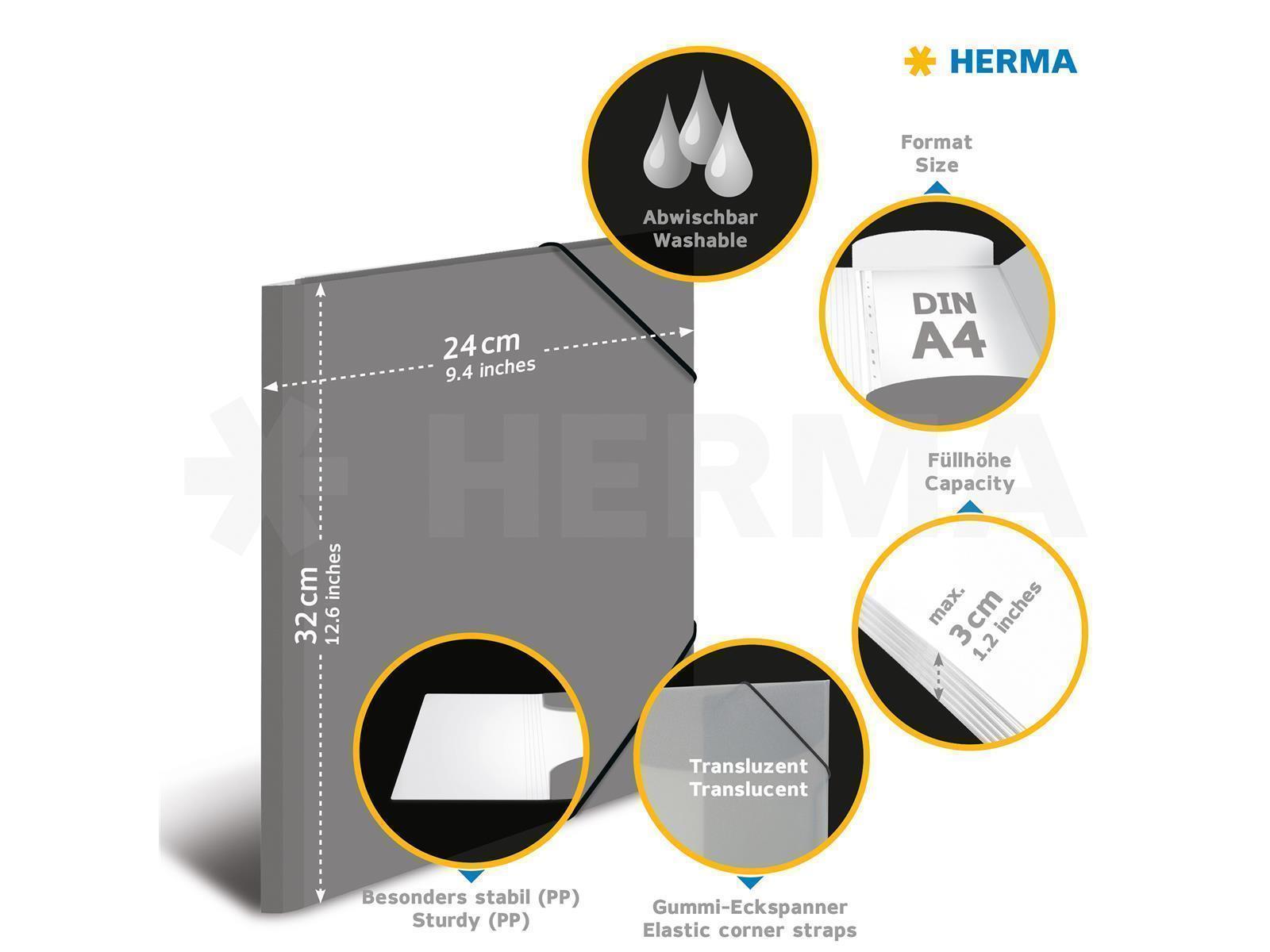 Herma Gummizugmappe A4 Kunststoff  Neon Gelb