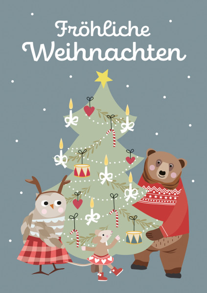 Nellie &amp; Finn Postkarte Tannenbaum Weihnachtskarte