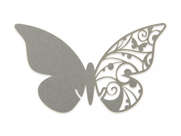 Elfenstall Namenskärtchen 10 Stück Schmetterling Silbergrau