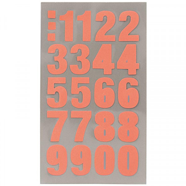 Rico Design Paper Poetry Office Sticker Aufkleber Zahlen Neon orange 4 Bögen