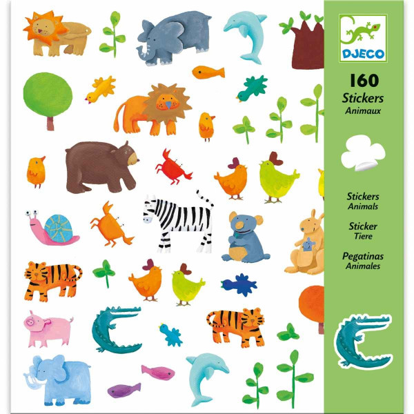 Djeco Aufkleber Sticker Tiere 160 Stück