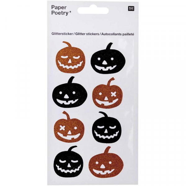 Rico Design Paper Poetry Glitzer-Aufkleber Kürbis für Halloween