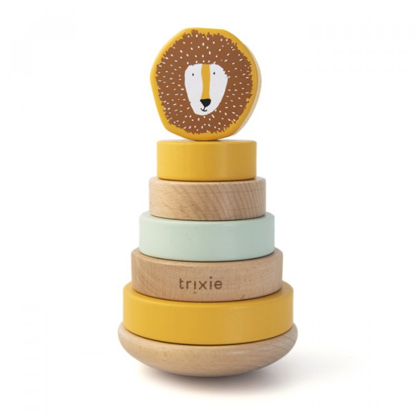 Trixie Baby Stapelturm mit Ringen aus Holz Mr. Lion Löwe gelb