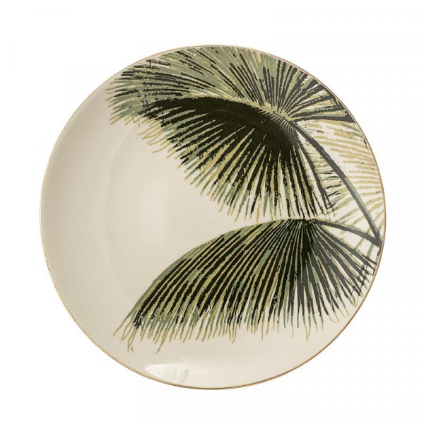 Bloomingville Aruba Teller Kuchenteller mit Palmblatt-Muster grün 20 cm