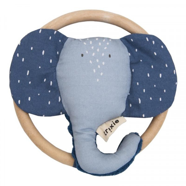 Trixie Mrs. Elephant Elefant Rassel mit Holzring blau