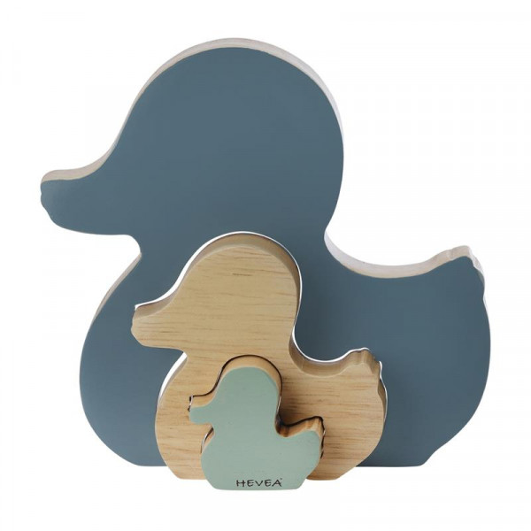 Hevea Holzpuzzle Steckspiel Puzzle aus Holz Ente Kawan blau