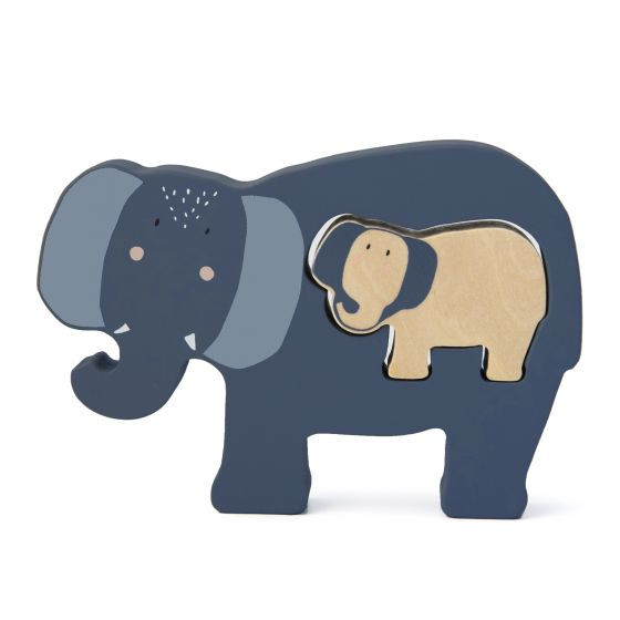 Trixie Holz Baby-Puzzle Mrs. Elephant Elefant blau