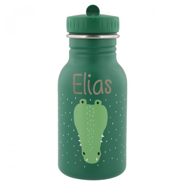Trixie Trinkflasche aus Edelstahl Mr Crocodile Krokodil grün 350ml personalisiert