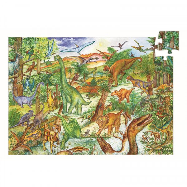 Djeco Puzzle Wimmelpuzzle Motiv Dinosaurier - 100 Teile