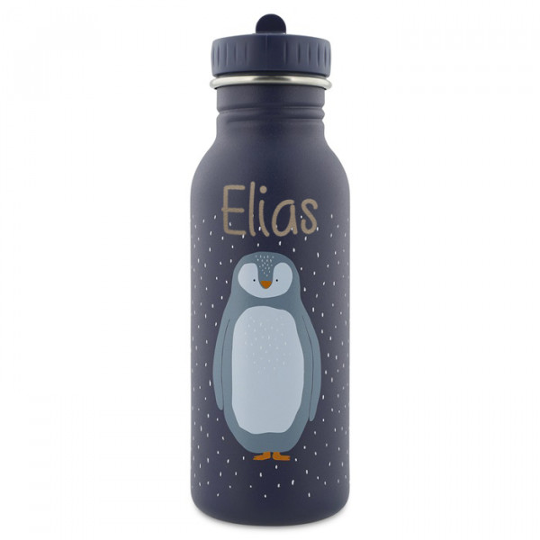 Trixie Trinkflasche aus Edelstahl Mr Penguin Pinguin blau 500ml personalisiert