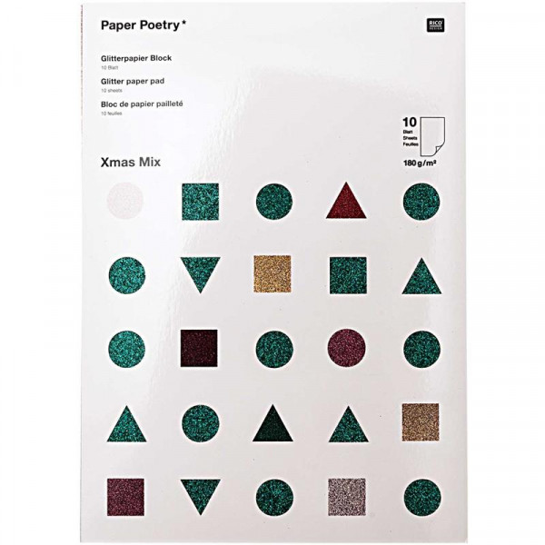 Paper Poetry Bastelpapier Glitterpapierblock xmas mix