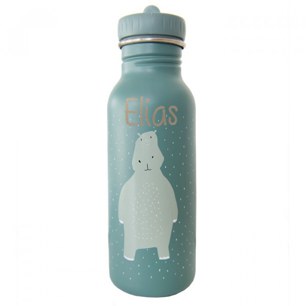 Trixie Trinkflasche aus Edelstahl Mr Hippo Nilpferd petrol 500ml personalisiert