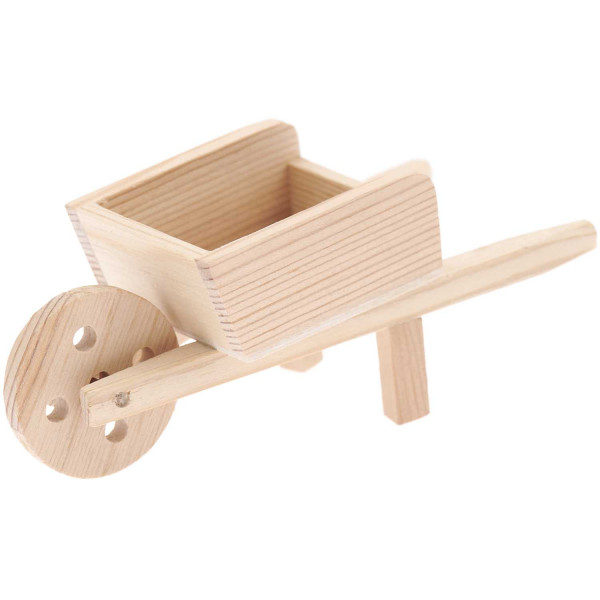Rico Design Wichtel Miniatur Schubkarre aus Holz