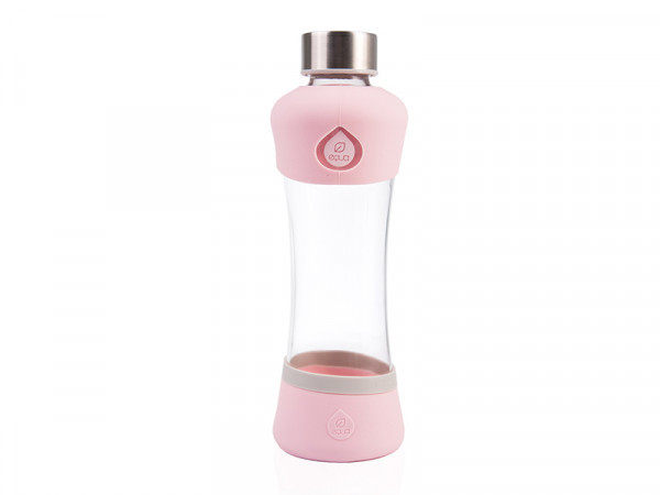Equa Trinkflasche aus Glas Glasflasche mit Silikonschutz 550ml Rosa