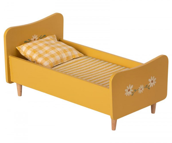 Maileg Holz-Bett Wooden bed Mini gelb