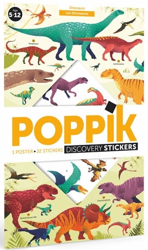 Poppik Stickerposter Discovery- 1 Poster + 32 Sticker Motiv Dinosaurier 5-12 J.