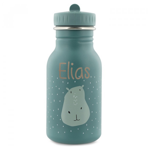 Trixie Trinkflasche aus Edelstahl Mr Hippo Nilpferd petrol 350ml personalisiert