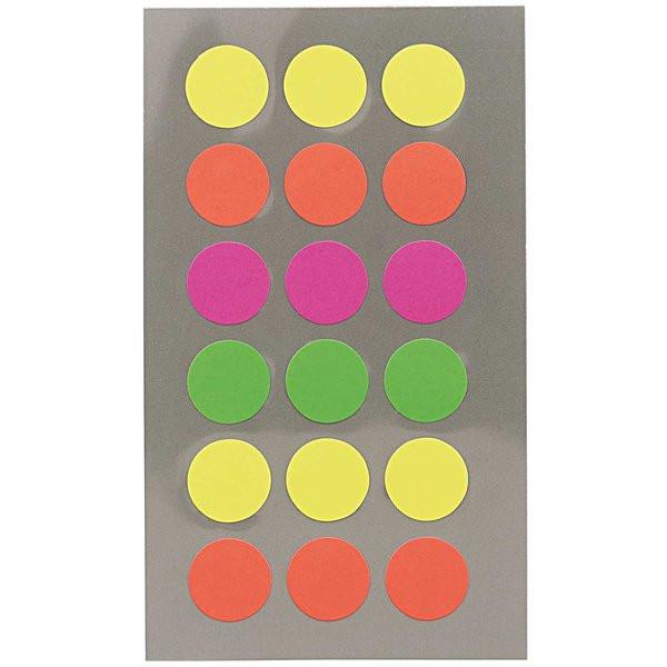 Rico Design Paper Poetry Office Sticker Aufkleber Punkte 15 mm neonmix 4 Bögen