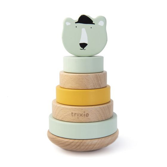 Trixie Baby Stapelturm mit Ringen aus Holz Mr. Polar Bear Eisbär mint